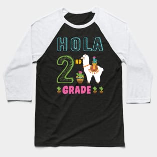 Cactus On Llama Student Happy Back To School Hola 2nd Grade Baseball T-Shirt